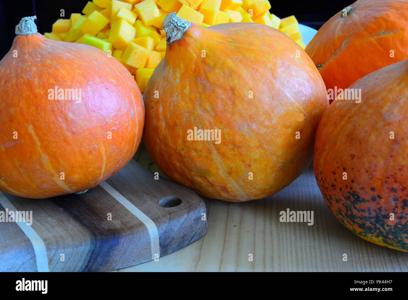 Hokkaido Kürbis (Cucurbita) aus bio anbau Stockfoto