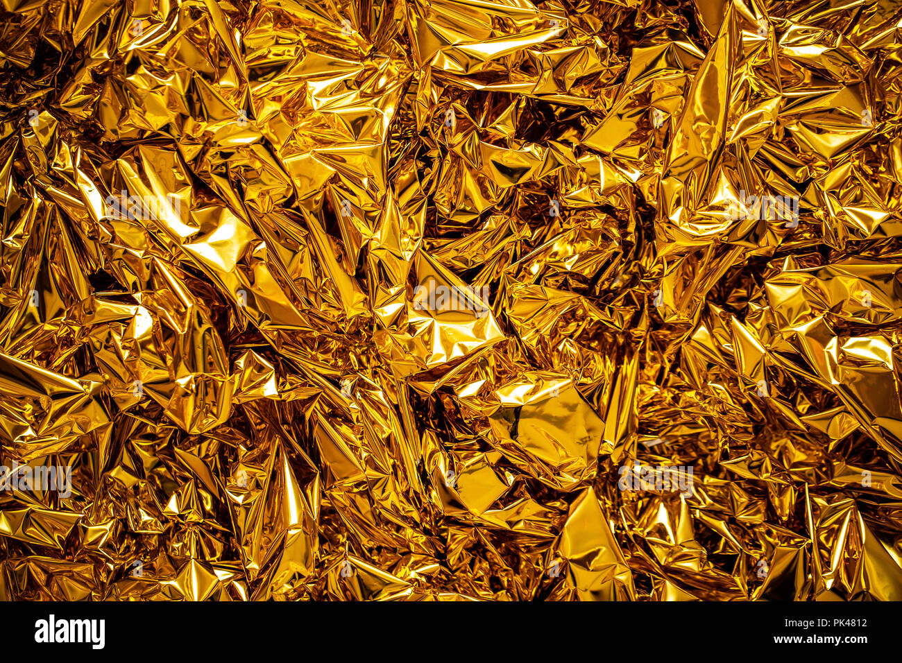 Blur Textur des Blattgold, Gold Hintergrund, Bild von Buddha Bild zurück Stockfoto