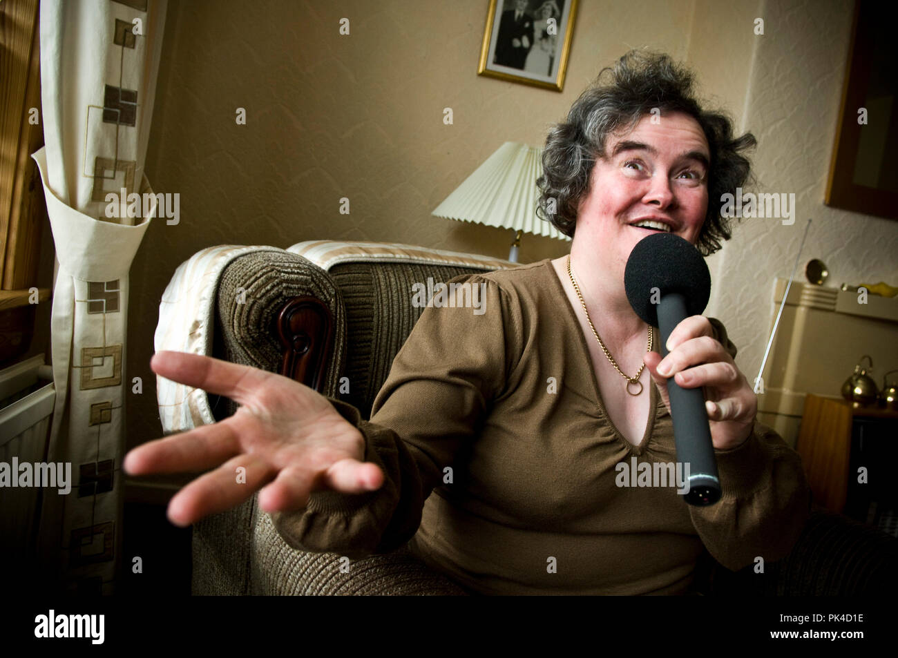 Susan Boyle von Blackburn wird Samstagabend Britan's Got Talent erscheinen, Stockfoto