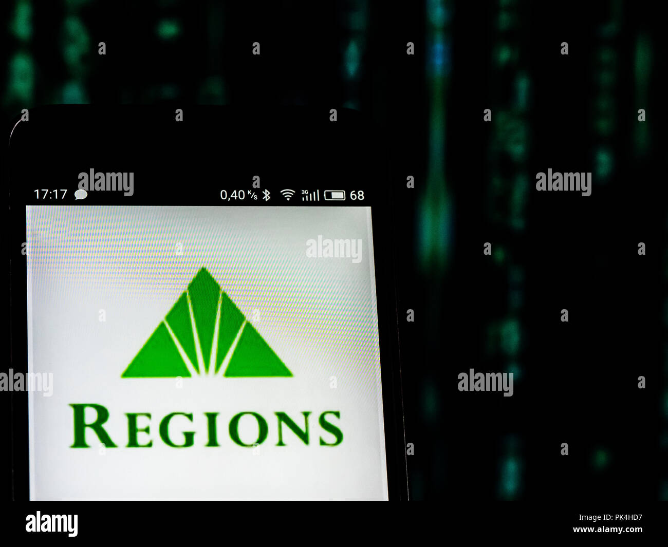 Regionen Financial Corporation logo gesehen auf einem Smartphone angezeigt Stockfoto Regionen Financial Corporation logo gesehen auf einem Smartphone angezeigt Stockfoto