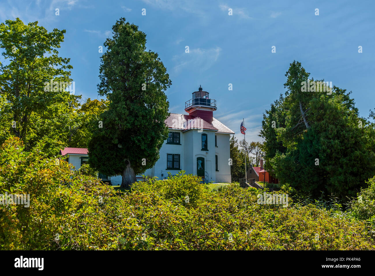 Grand Traverse Leuchtturm von den USA Leuchtturm Service 1858 erbaut, Leelanau Peninsula, Michigan. Stockfoto