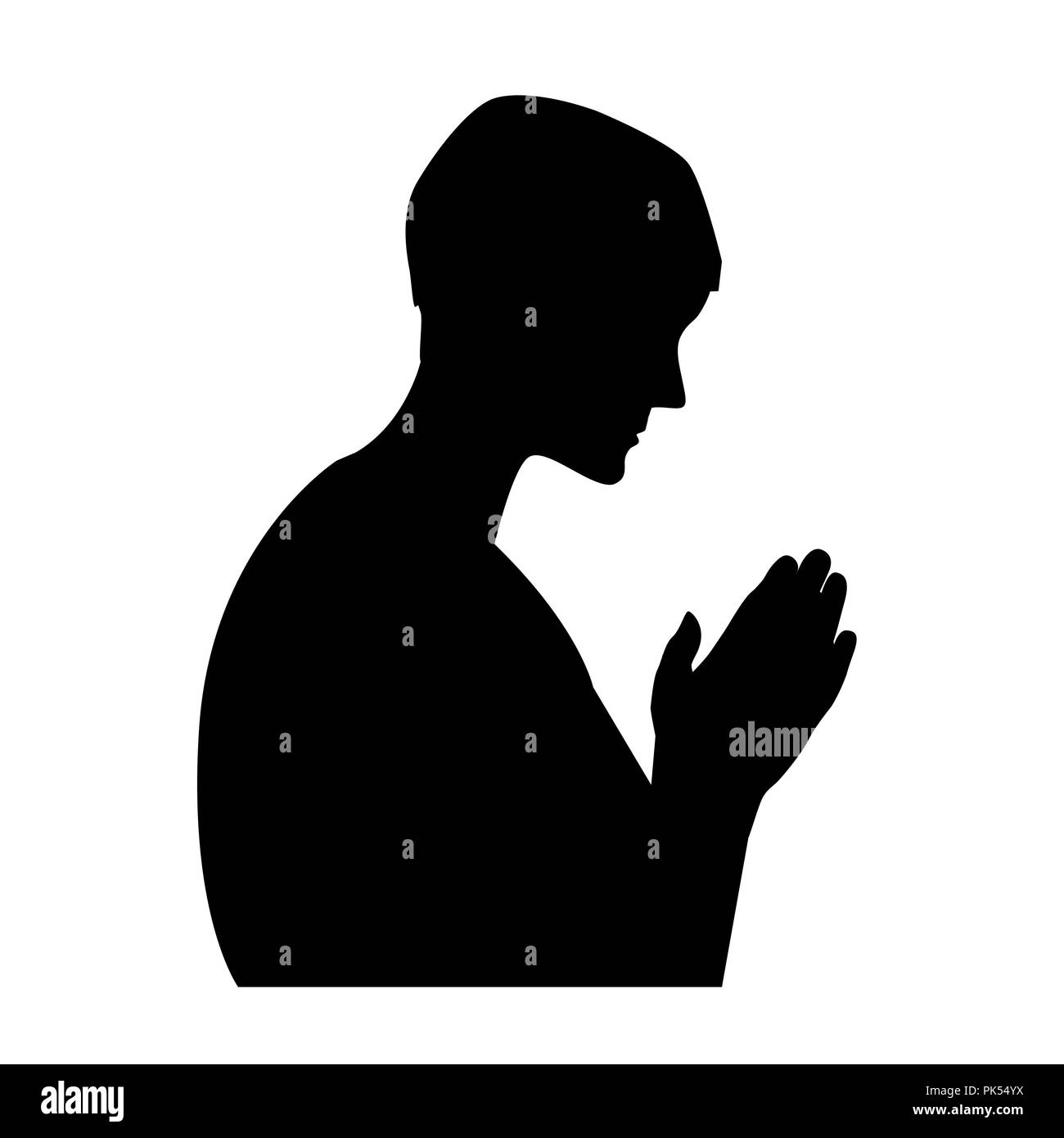 Beter schwarze Silhouette auf weißem Hintergrund. Vector Illustration Stock Vektor