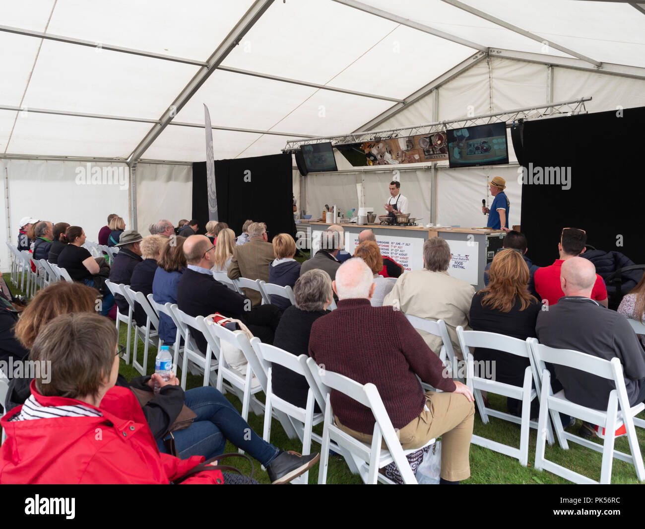 Great British Food Festival, September 2018 Floors Castle, Kelso, Scottish Borders. Küchenchef Daniel Ashmore der Waldorf Astoria demonstriert. Stockfoto