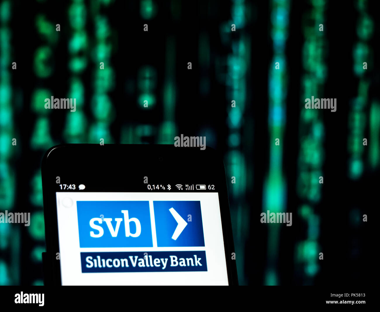 Silicon Valley Bank Logo gesehen auf einem Smartphone angezeigt Stockfoto