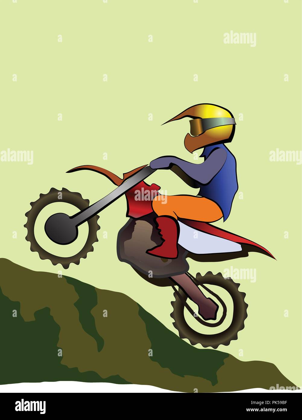 Motorradfahrer bis zu Hill Enduro Offroad Stock Vektor