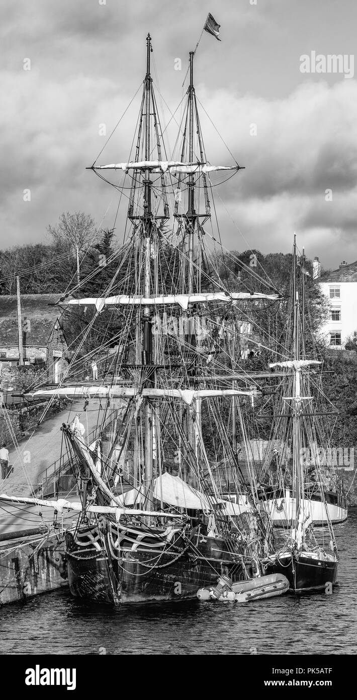 Rigging, Charlestown Harbour, Cornwall Stockfoto