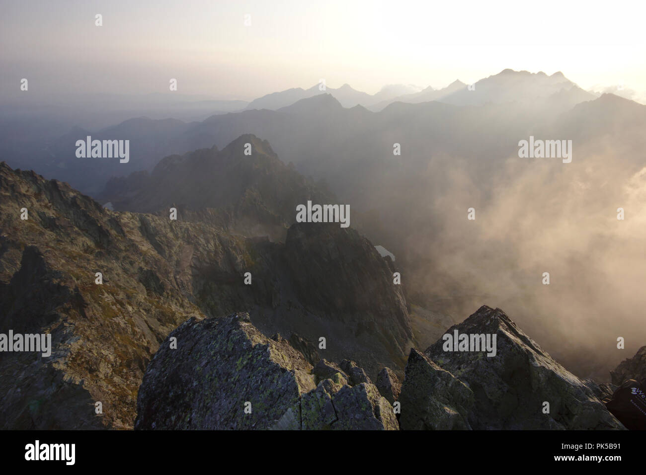 Blick vom Rysy, Slowakei/Polen, Hohe Tatra Stockfoto