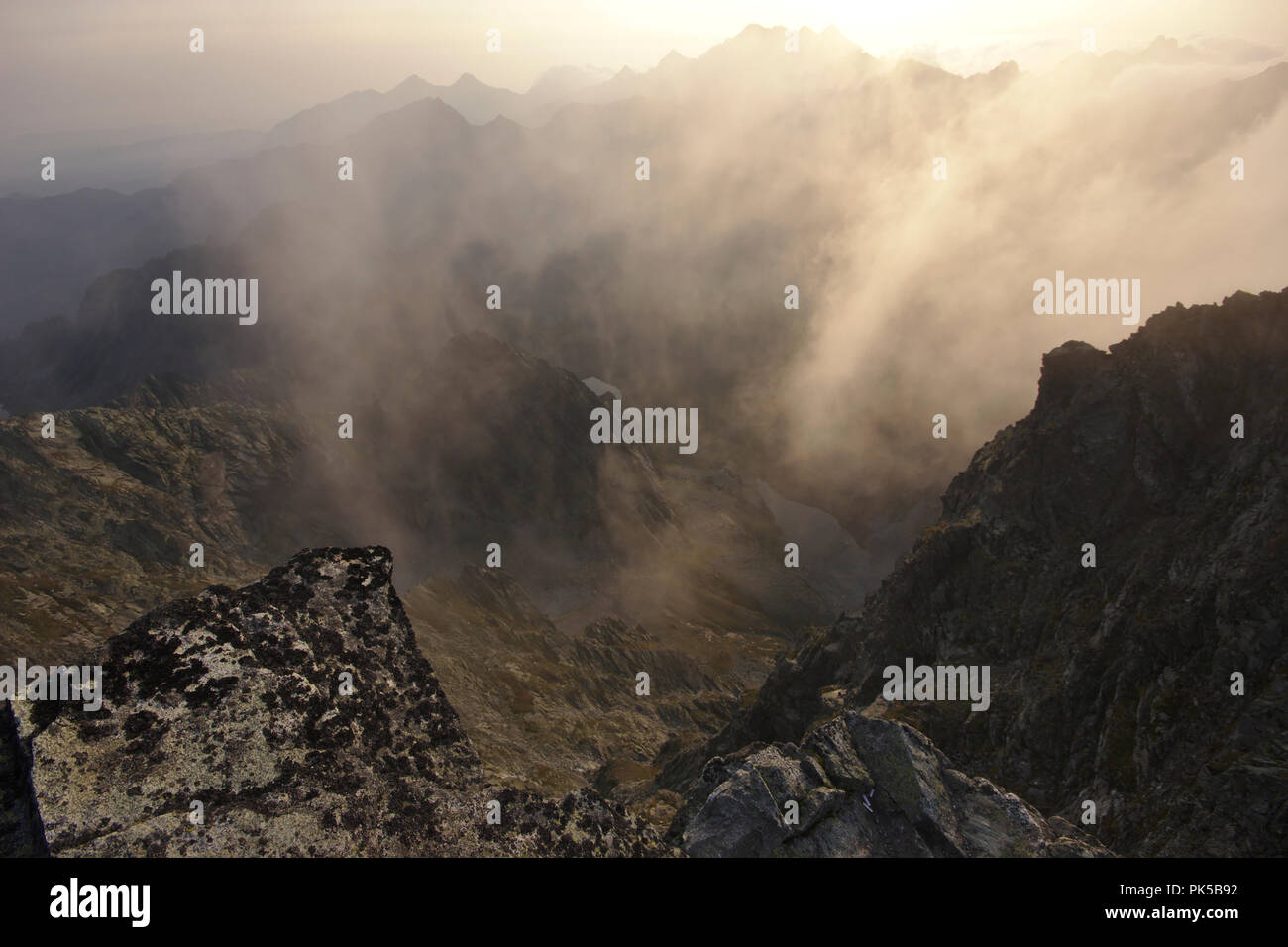 Blick vom Rysy, Slowakei/Polen, Hohe Tatra Stockfoto