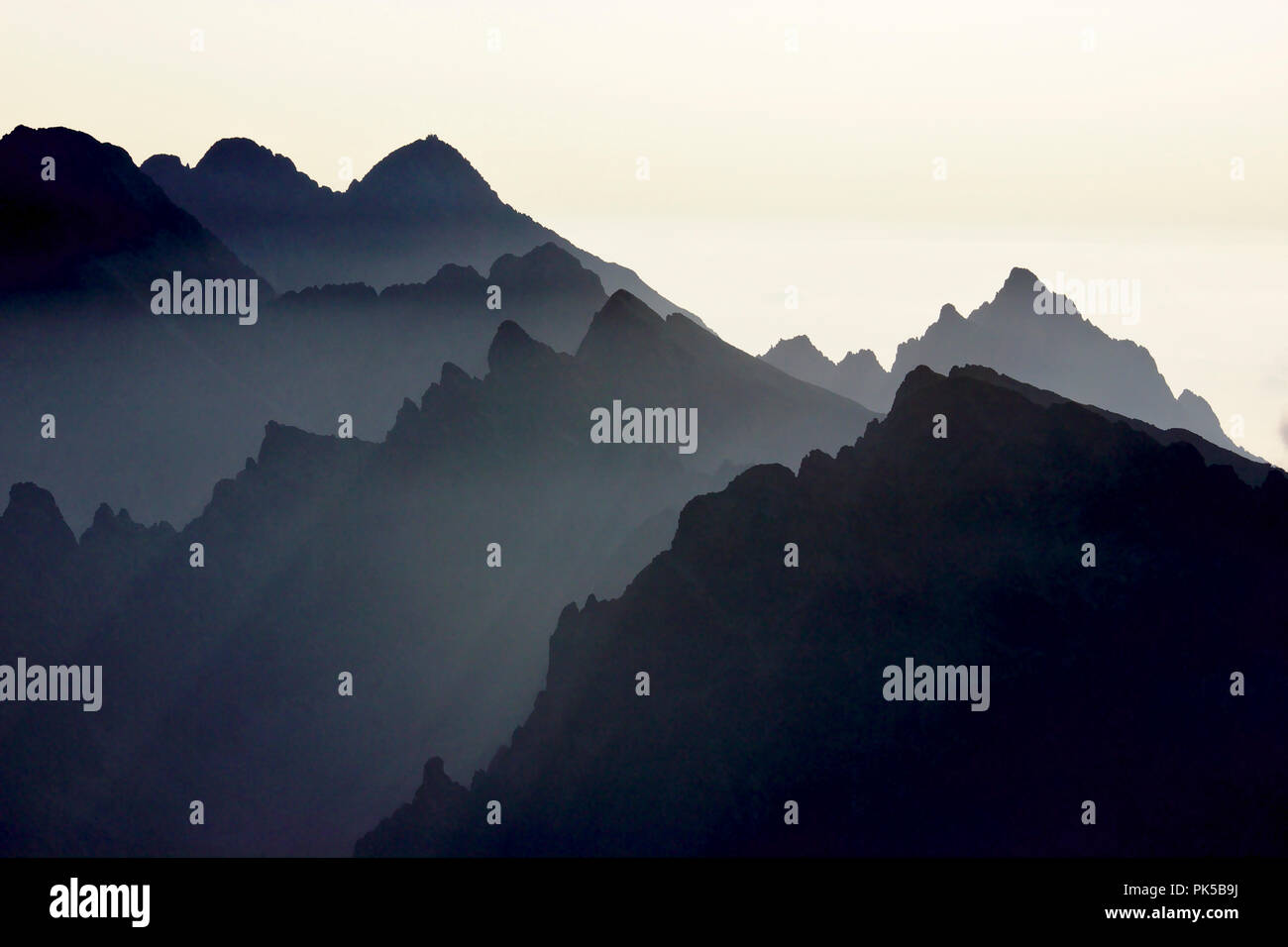 Blick vom Rysy, Slowakei/Polen, Hohe Tatra Stockfoto