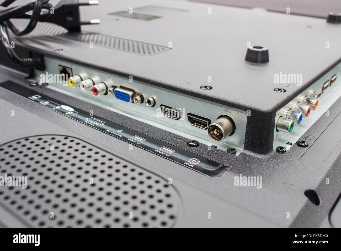 Die high definition television Input Panel, die Eingänge des Fernsehens. Stockfoto