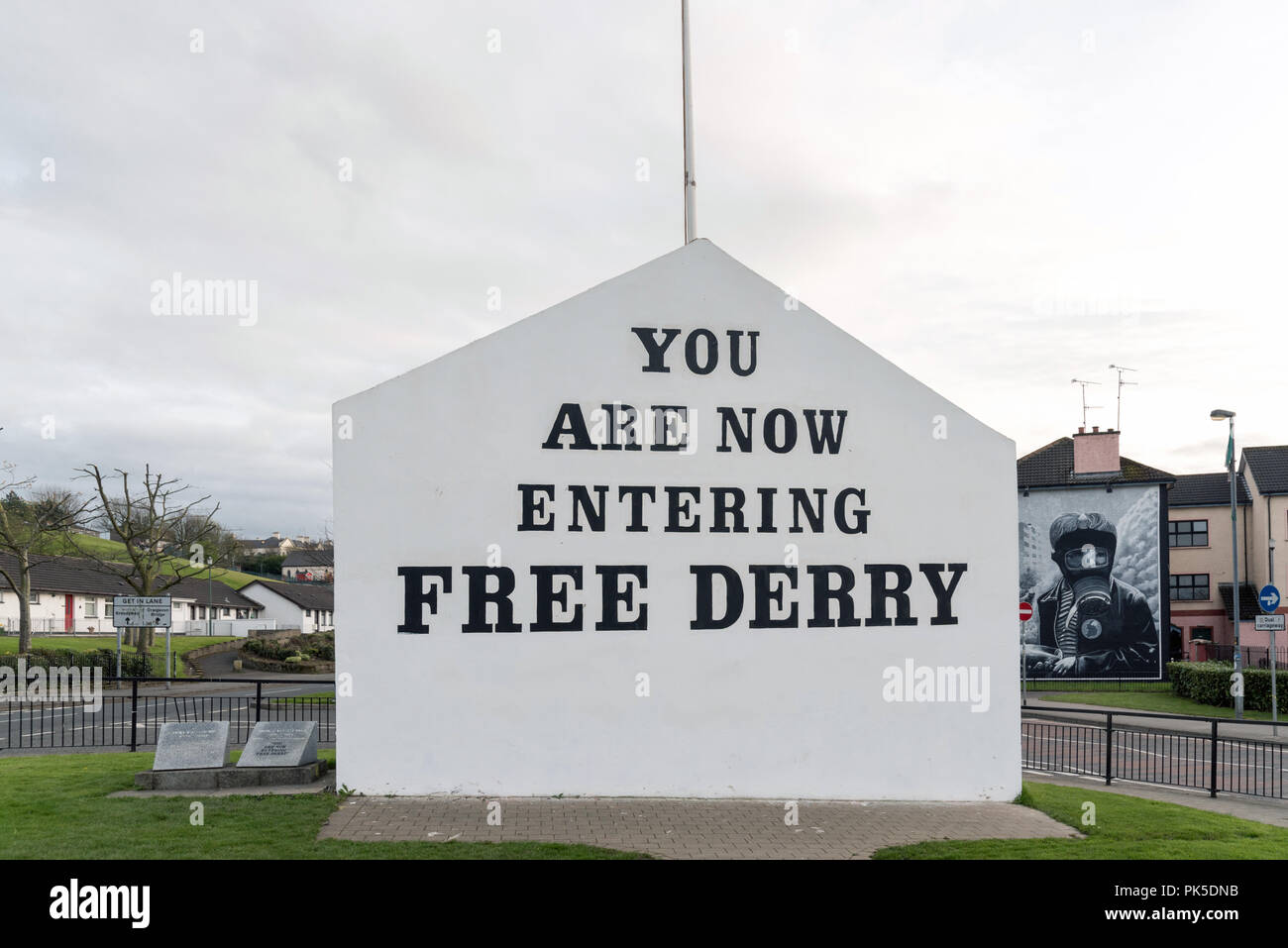 "Sie sind jetzt "Free Derry" Wandbild in der Bogside, Derry, Nordirland Stockfoto