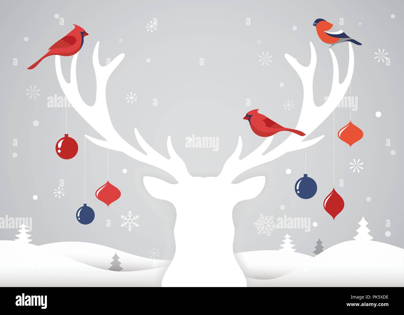 Frohe Weihnachten Banner Xmas Vorlage Hintergrund Mit Rehen Silhouette Weihnachten Dekoration Und Vogel Stock Vektorgrafik Alamy