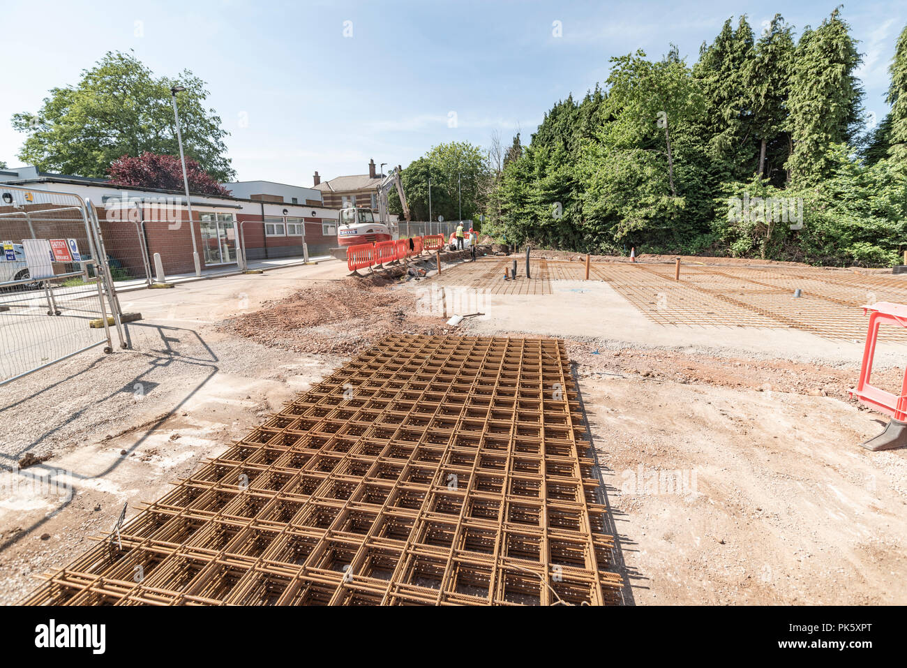 Vorbereiten des Standorts an velindre Krankenhaus Cardiff für die Neue maggies Leben Unterstützung für Opfer von Krebs und ihre Familien Stockfoto