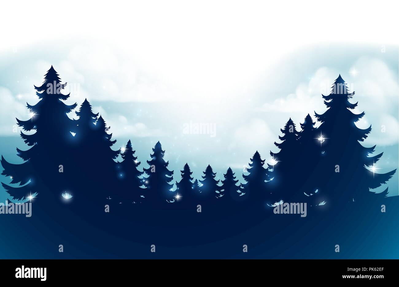 Silhouette Weihnachtsbäume Hintergrund Stock Vektor