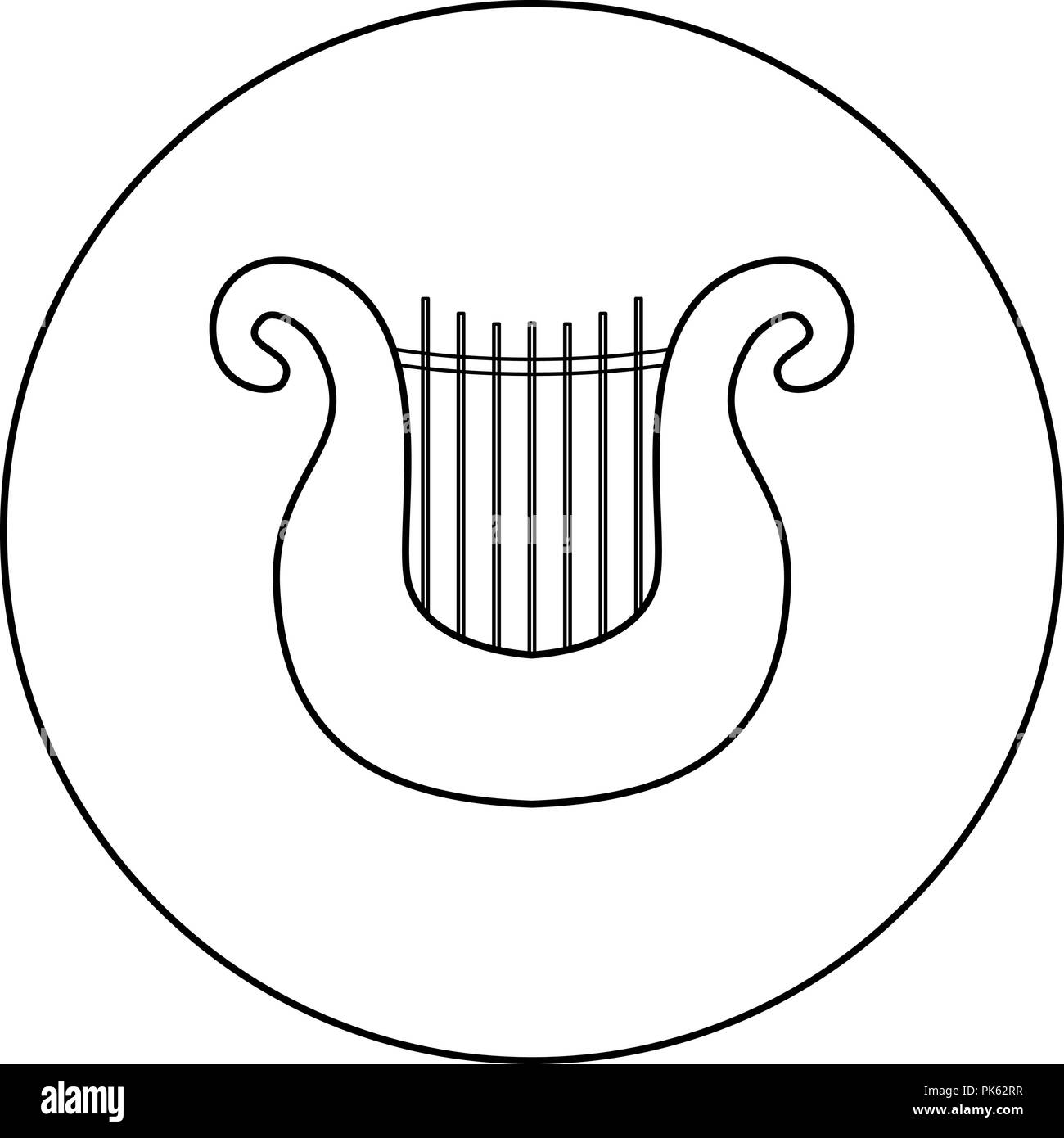 Harfe Symbol Farbe Schwarz im runden Kreis Umrisse Vektor I Stock Vektor