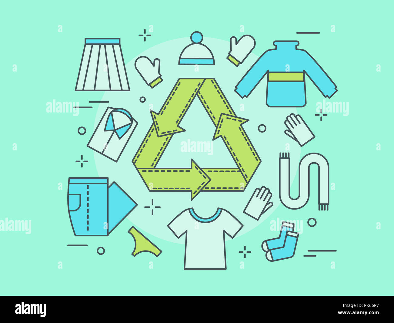 Marketing Recycling Kampagne von Stoffen und Kleidung Stockfoto