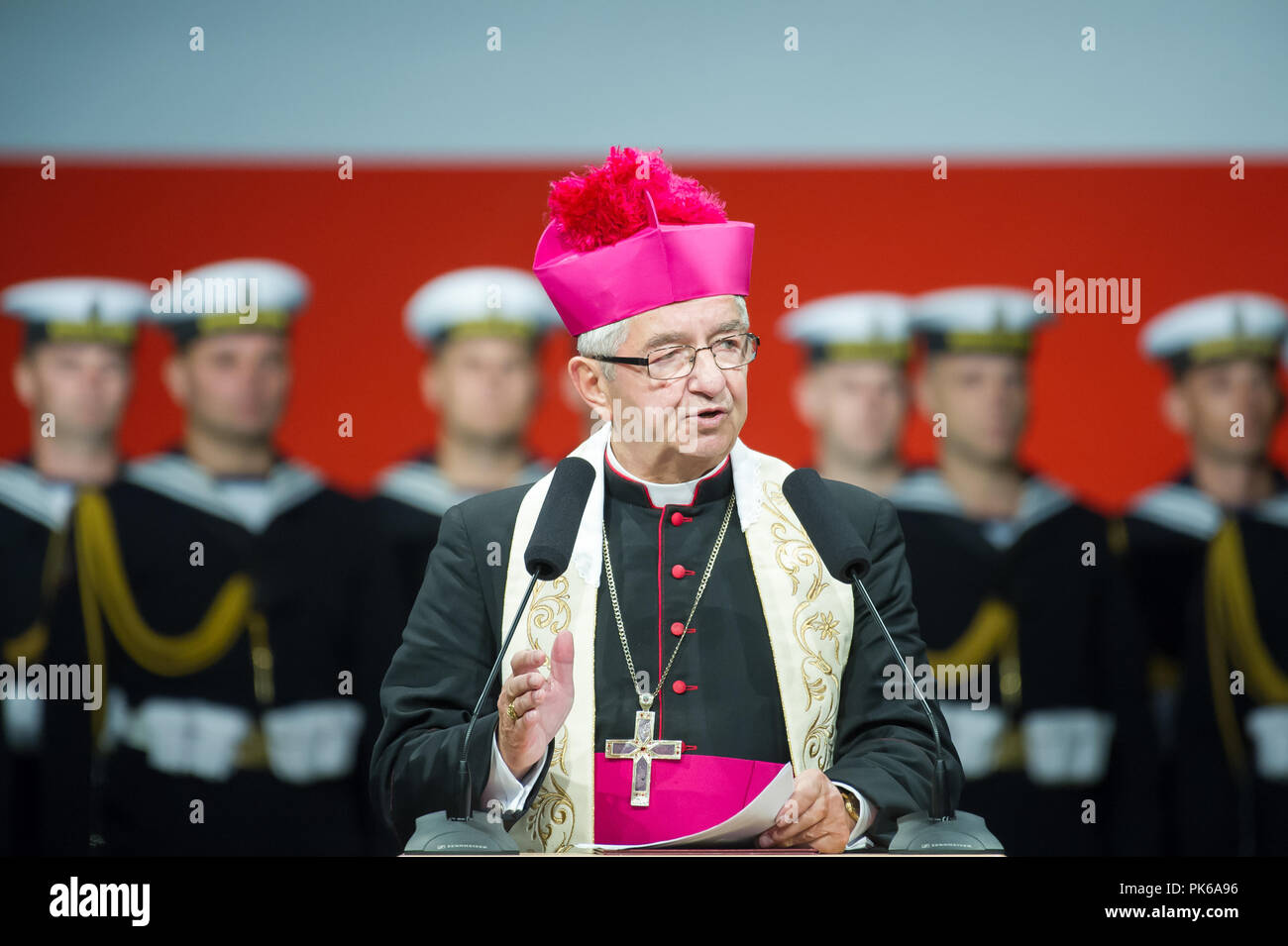 Slawoj Leszek Glodz, Erzbischof und Metropolit von Danzig, während der 79. Jahrestag des Beginns des Zweiten Weltkriegs in Danzig Westerplatte, Polen. 1. September 2018 © Stockfoto