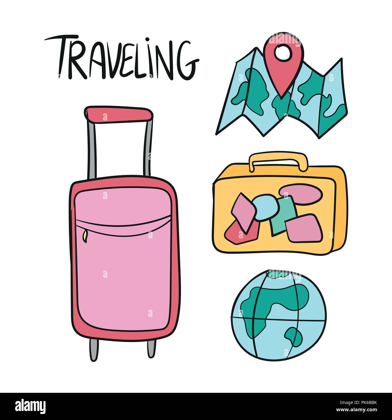 Hand gezeichnet von travel Vektor doodles Stock Vektor