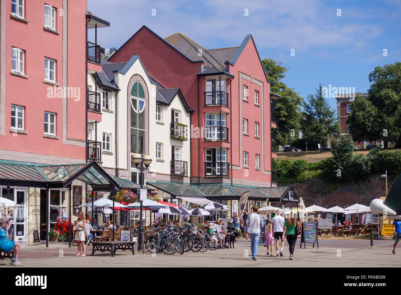 Fahrradverleih Fluss Exe Exeter Quay Exeter Devon England Stockfoto