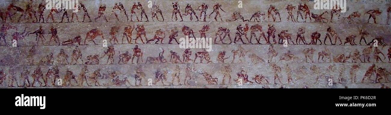 Beni Hassan Grab 15 wrestling Detail. Stockfoto