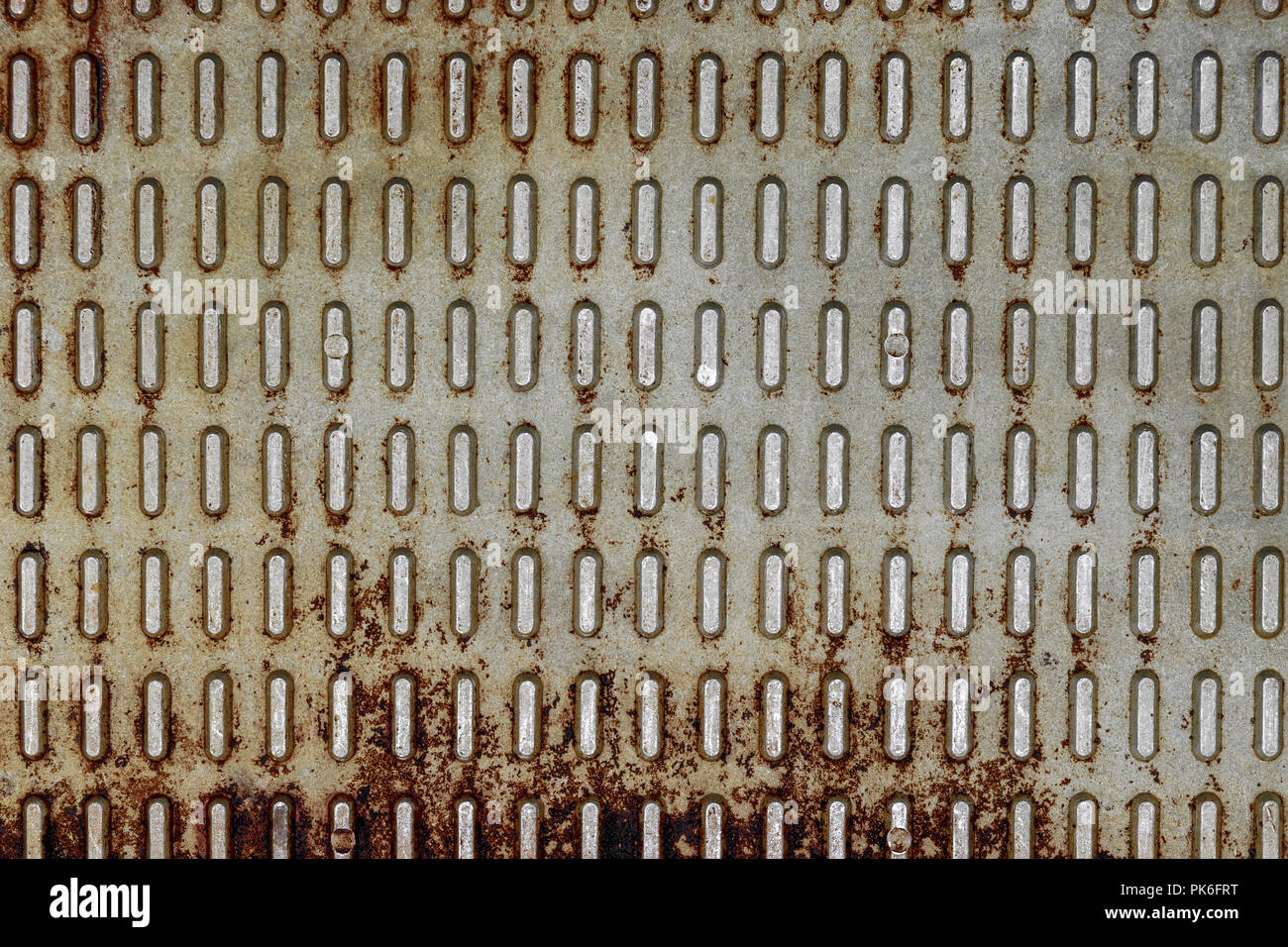 Hintergrund Oberfläche der schmutzigen Metall Waffeln pan Stockfoto