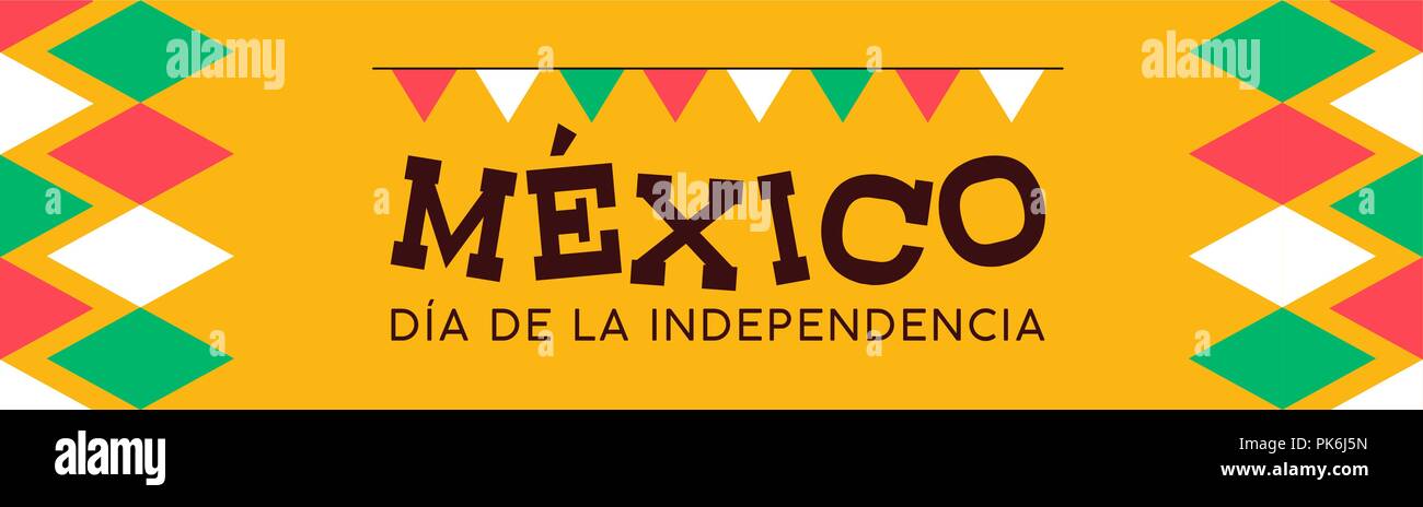 Mexiko happy Independence day Hintergrund. Mexikanische multicolor nationale Veranstaltung Feier design Banner mit Fahnen und Spanische Angebot. EPS 10. Stock Vektor