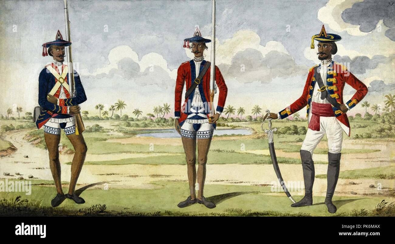 Bengalischen Armee Truppen, 1785. Stockfoto