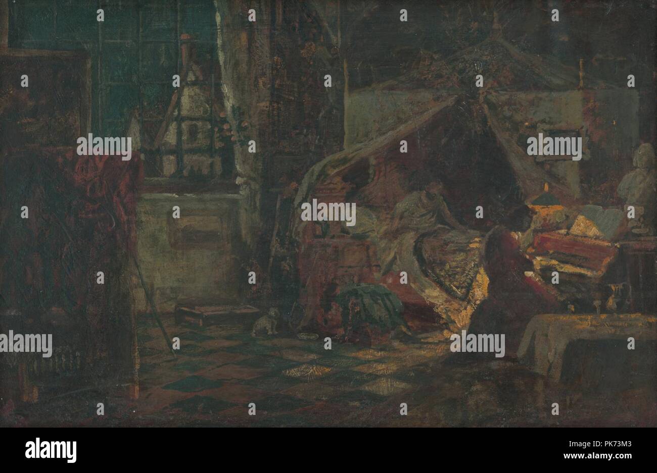 Bertalan Székely - Večerná scéna v Byte Stockfoto