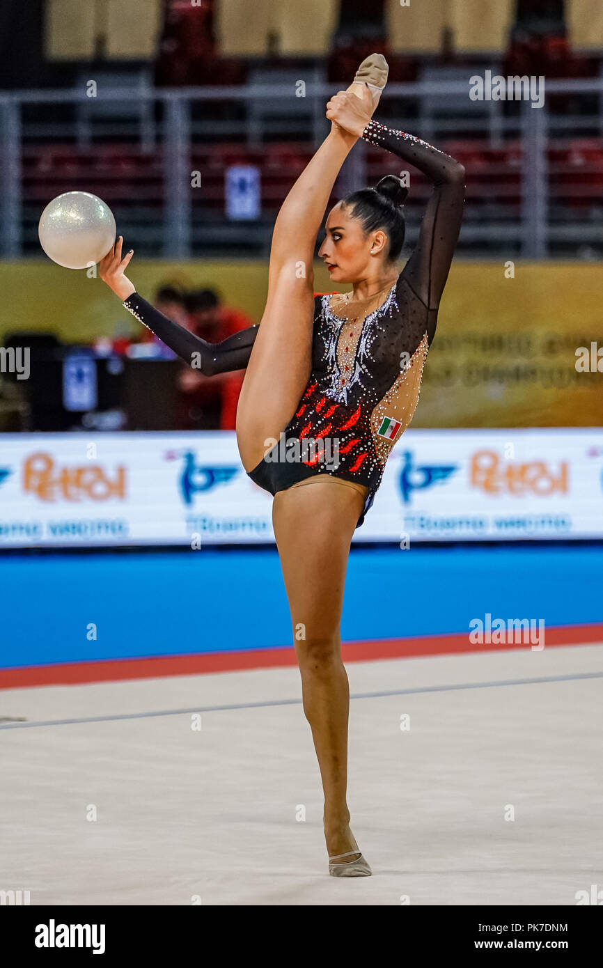 Sofia, die Türkei. September 11, 2018: Karla Diaz in Mexiko während der Rhythmischen Sportgymnastik Weltmeisterschaften am Arena Armeec in Sofia am 36. Abb. Rhythmische Gymnastik Weltmeisterschaften. Ulrik Pedersen/CSM Stockfoto