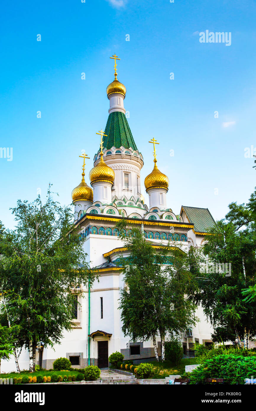 Russische St. Nikolaus Kirche in Sofia, Hauptstadt von Bulgarien Stockfoto