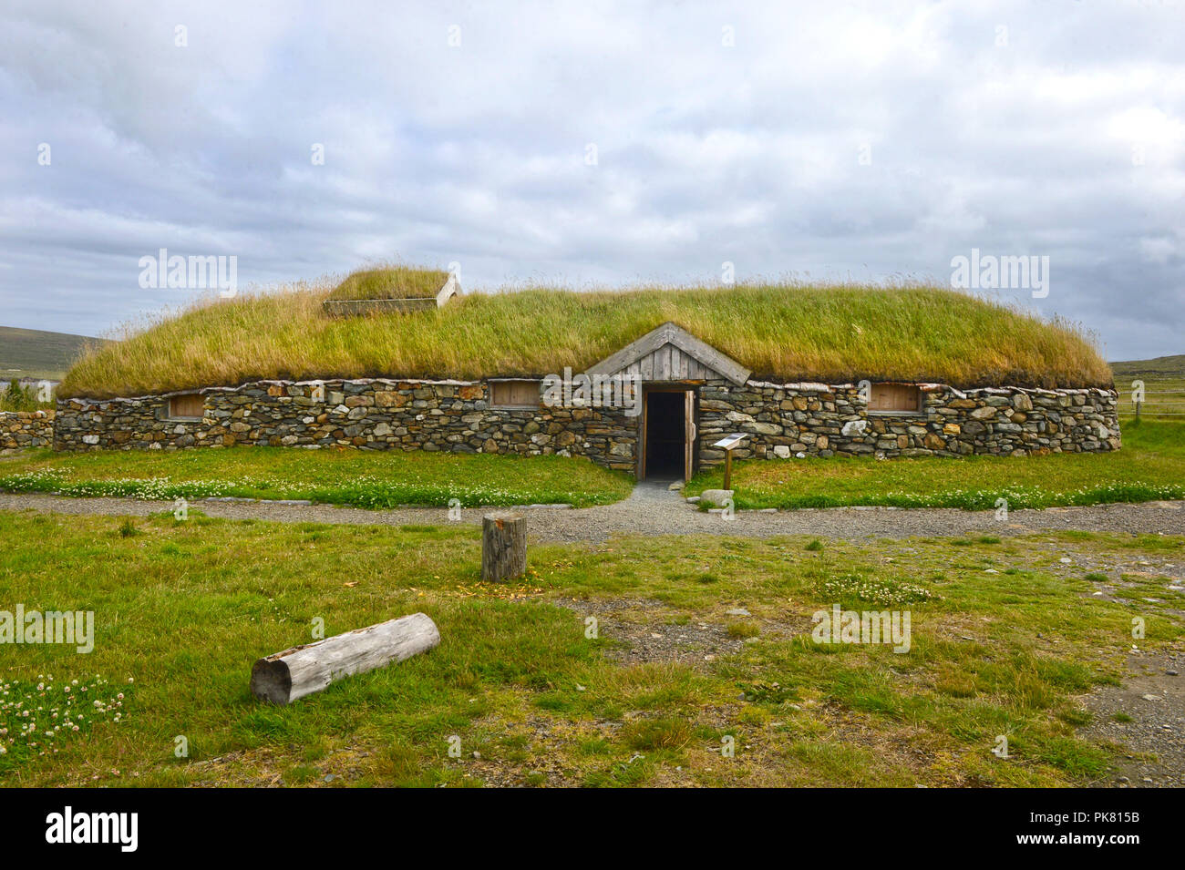 Replica Viking Langhaus auf der Insel Unst in der Shetland Inseln Stockfoto