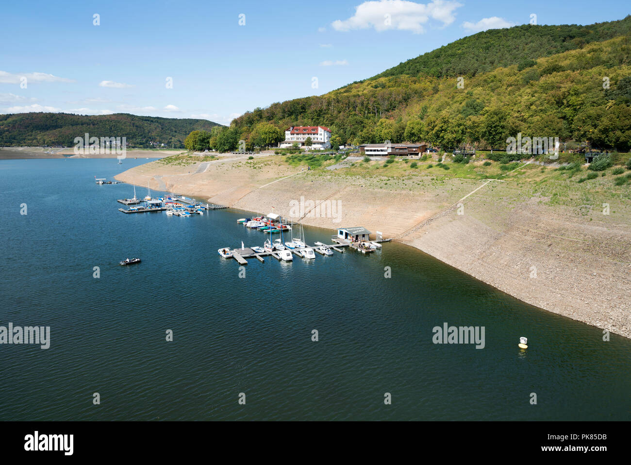 Edersee bei Niedrigwasser, Hessen, Deutschland, Europa Stockfoto