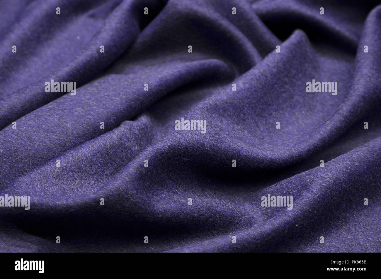 Fabric, Dunkelblau, Melange aus Alpaka und Wolle. Stockfoto