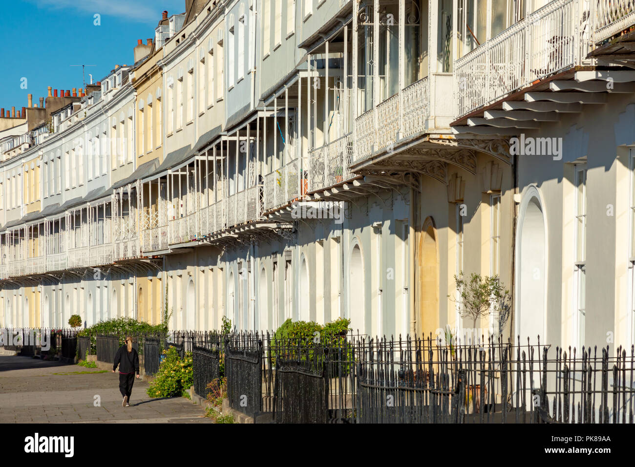 Clifton Bristol England September 07, 2018 Royal York Halbmond, ein schönes Beispiel für die georgianische Architektur Stockfoto