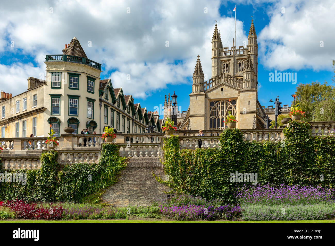 Badewanne Somerset England September 07, 2018 Bath Abbey von der Parade Gärten gesehen Stockfoto