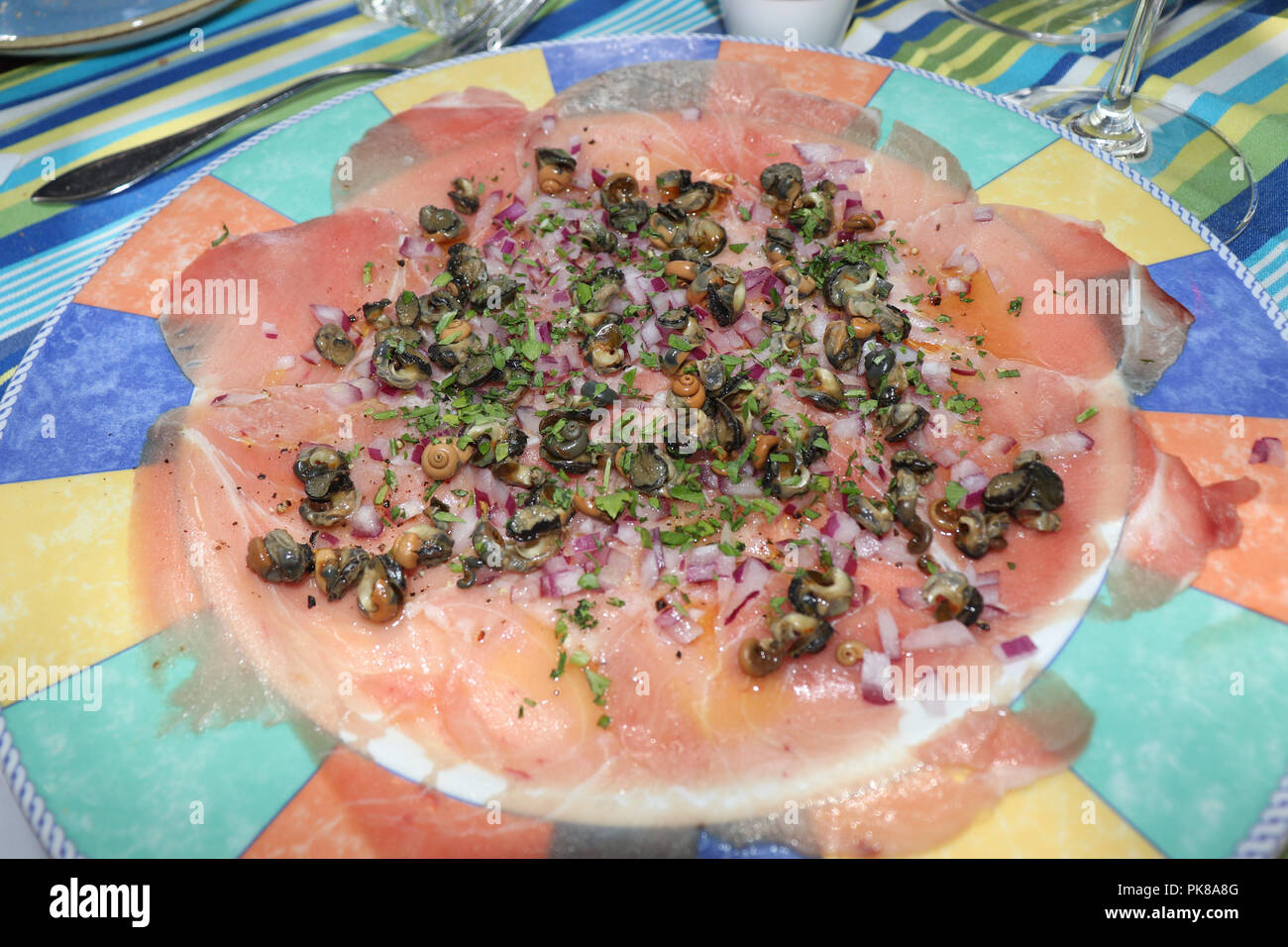 Genießen Sie gutes Essen in verschiedenen Orten ist groß, die Spanische Küche der Kanarischen Inseln Stockfoto