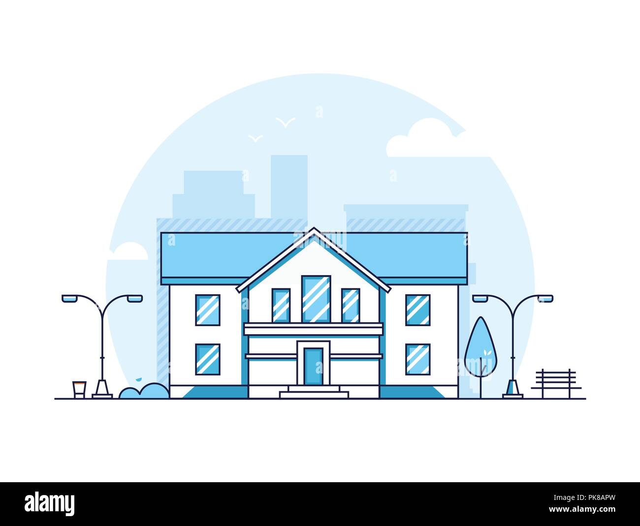 Apartment House - Moderne thin line Design Vector Illustration Stock Vektor