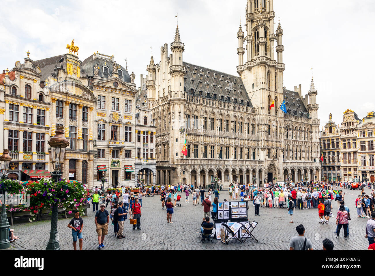 15. jahrhundert Architektur in Grand Place, Brüssel, ein UNESCO-Weltkulturerbe, Brüssel, Belgien Stockfoto