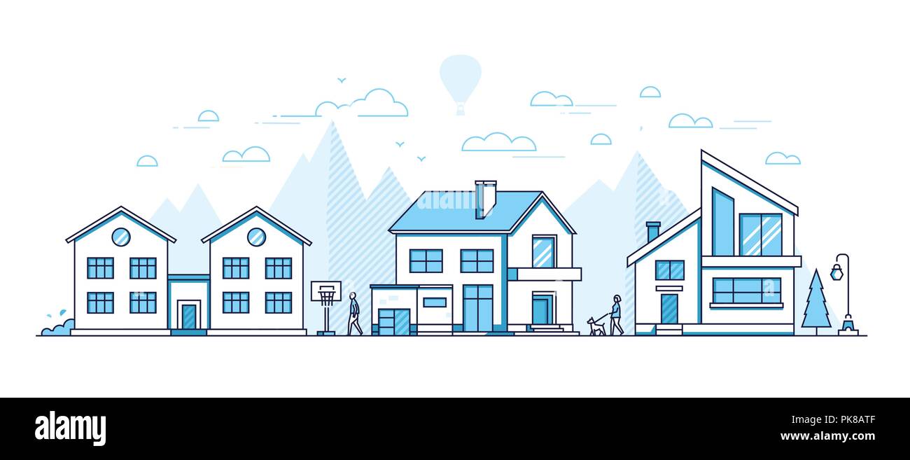 Stadt leben - Moderne thin line Design Vector Illustration Stock Vektor