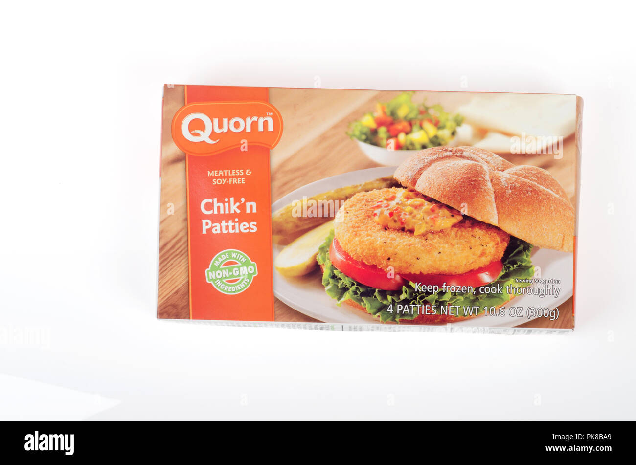 Box von gefrorenen Quorn fleischlose und Soja frei Chick'n oder Huhn Pastetchen Stockfoto