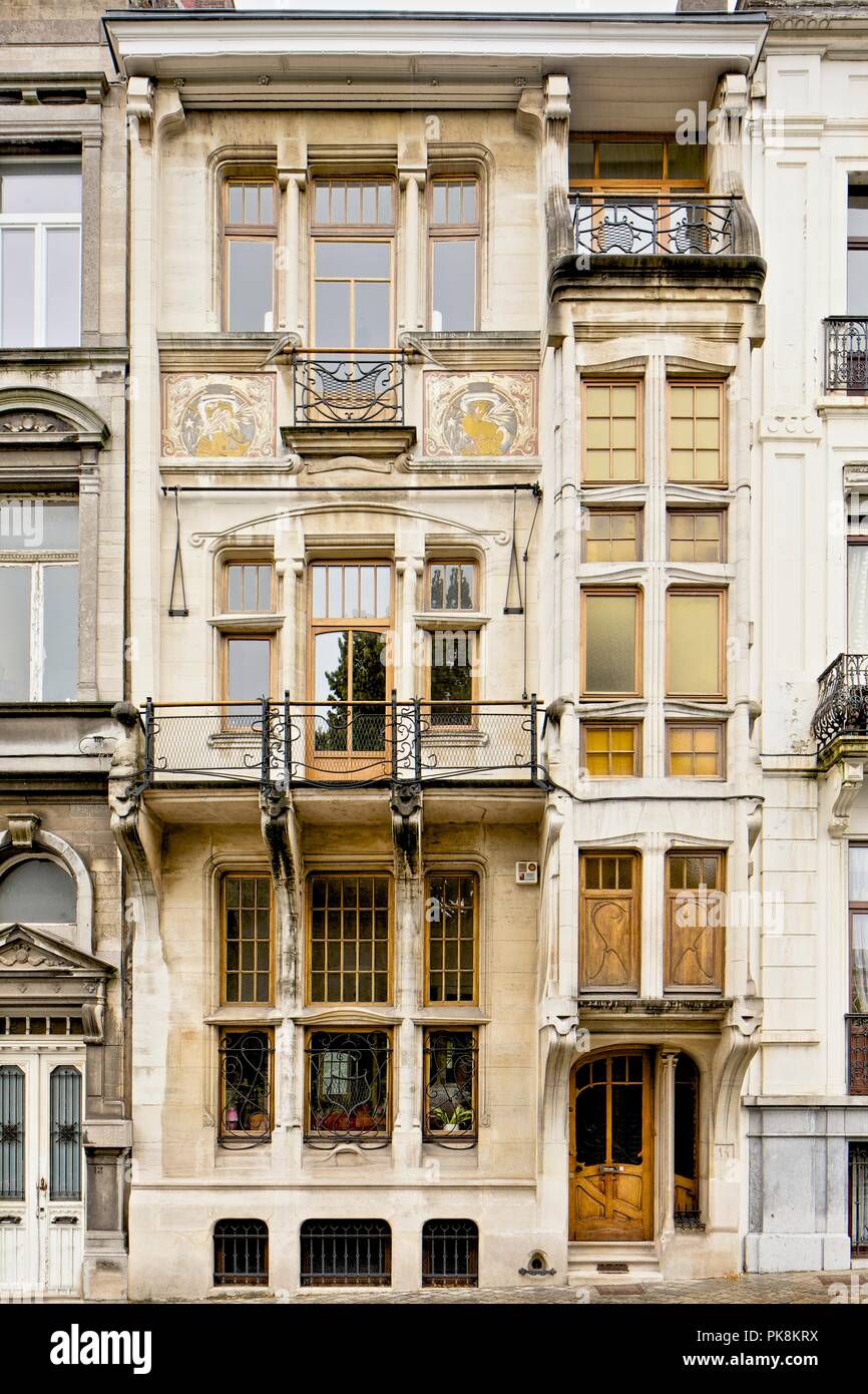 41 Place Louise Morichar, Brüssel, Belgien, (1900), c 2014 - c 2017. Artist: Alan John ainsworth. Stockfoto