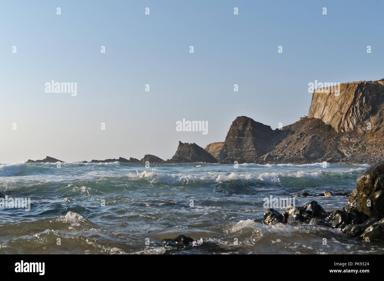 Amalia Strand an der Küste des Alentejo, Portugal Stockfoto