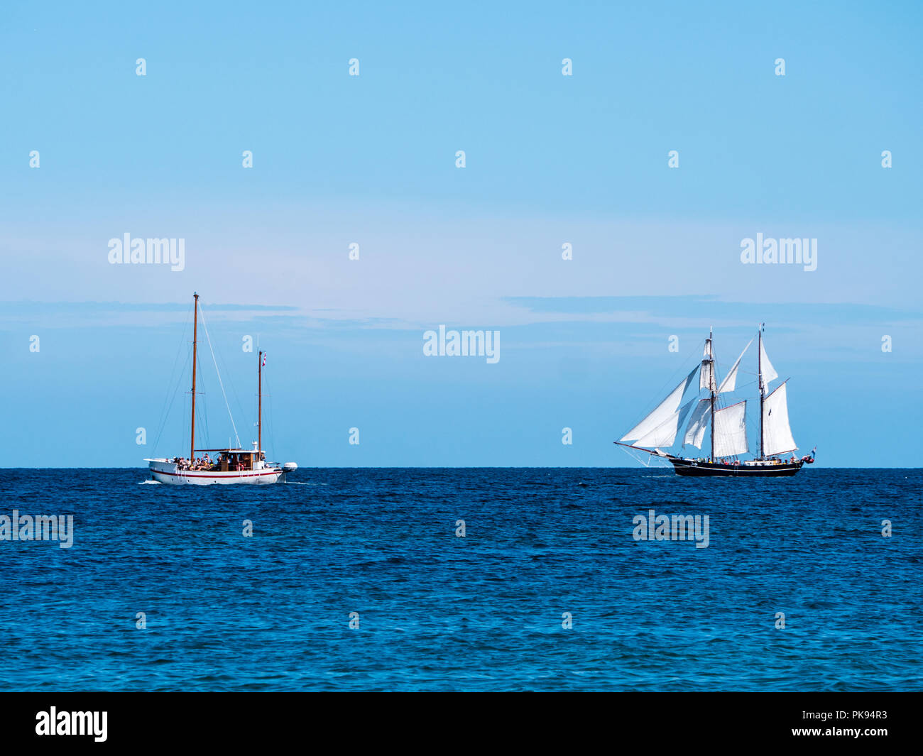 Tall Ship der Dänemark Insel Monn, Ostsee, Dänemark, Skandinavien, Europa. Stockfoto