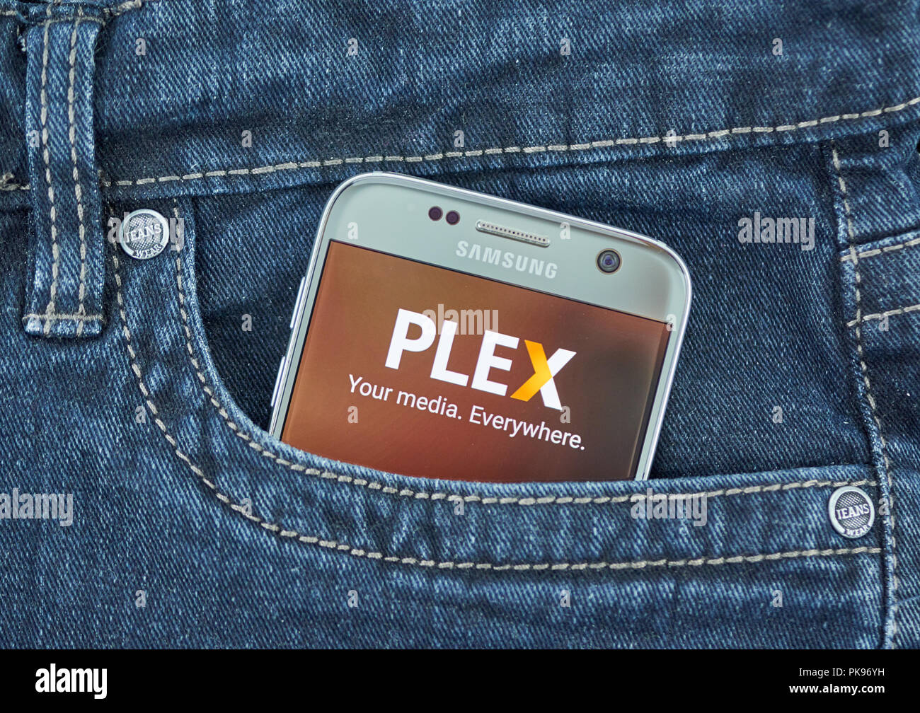 MONTREAL, KANADA - 8. SEPTEMBER 2018: Plex mobile Anwendung. Plex ist eine Client-server-media player System und Software Suite, bestehend aus zwei Komp Stockfoto