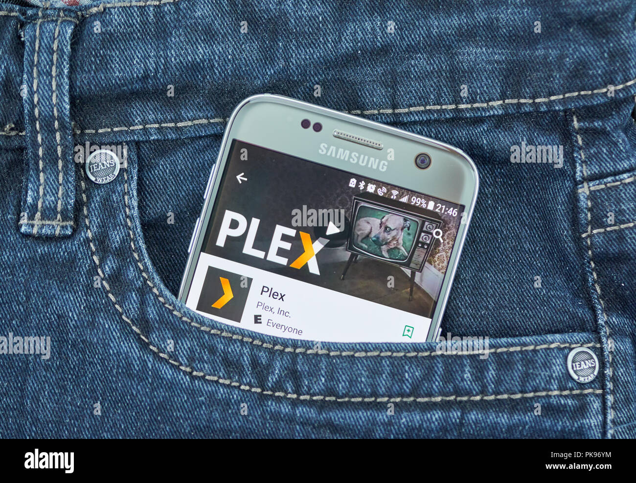 MONTREAL, KANADA - 8. SEPTEMBER 2018: Plex mobile Anwendung. Plex ist eine Client-server-media player System und Software Suite, bestehend aus zwei Komp Stockfoto
