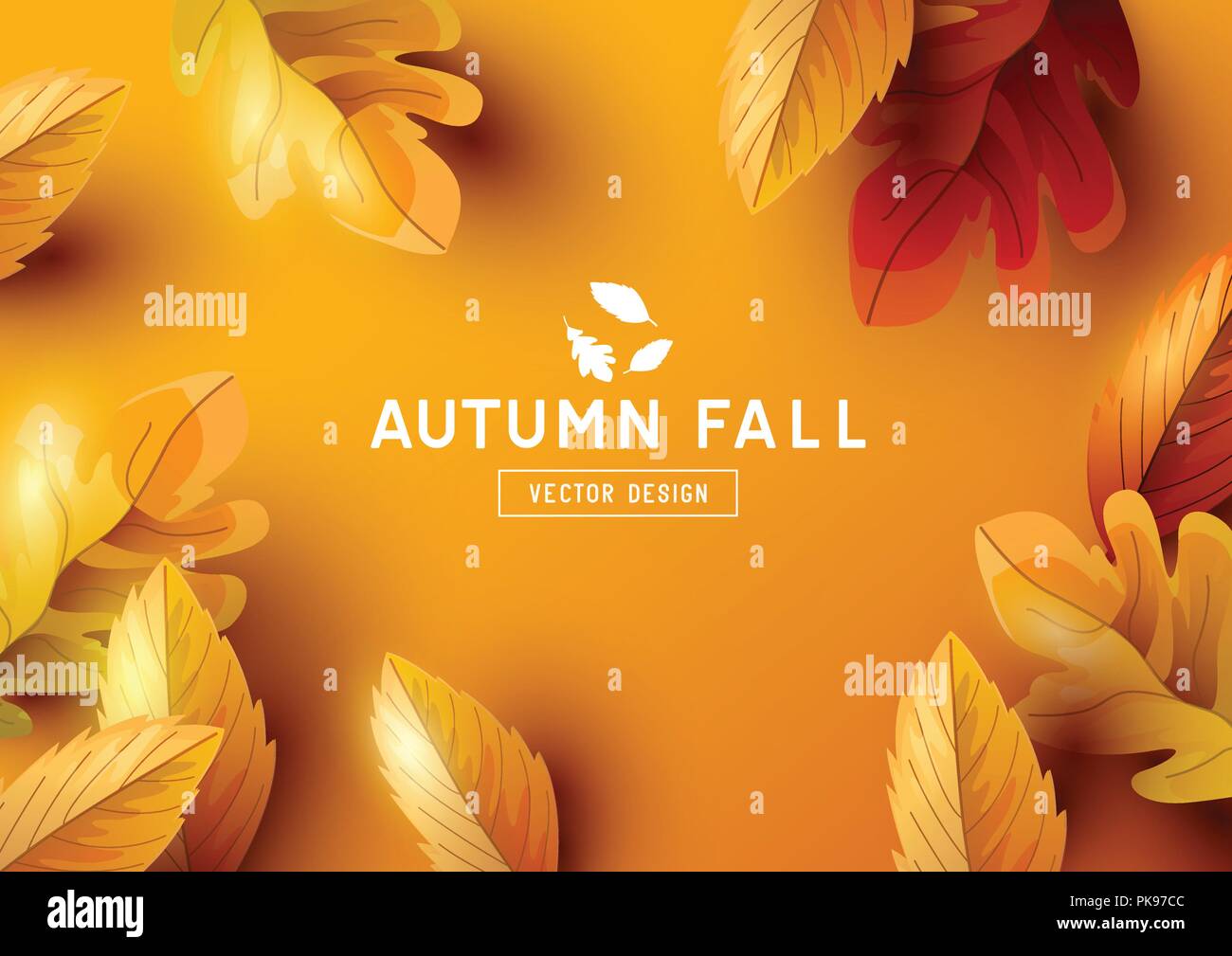 Herbst Hintergrund Design mit goldenen fallende Blätter im Herbst und Platz für Text. Vector Illustration Stock Vektor