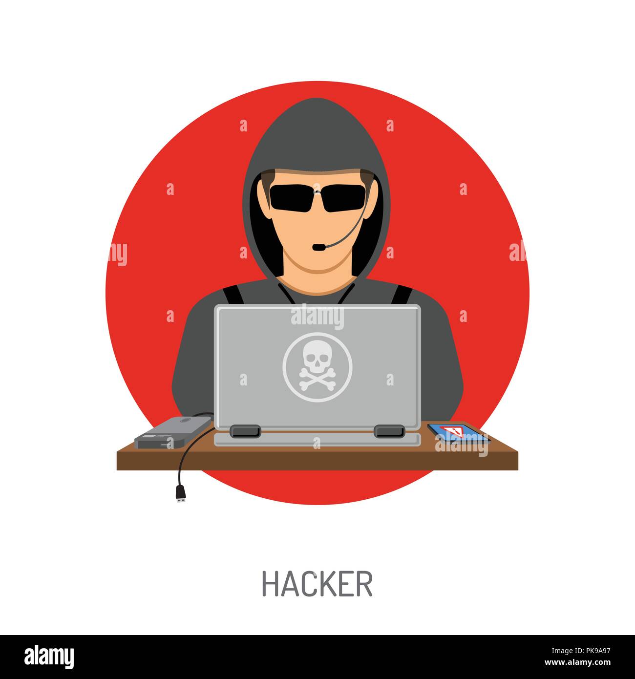 Cyberkriminalität mit Hacker Avatar Stock Vektor