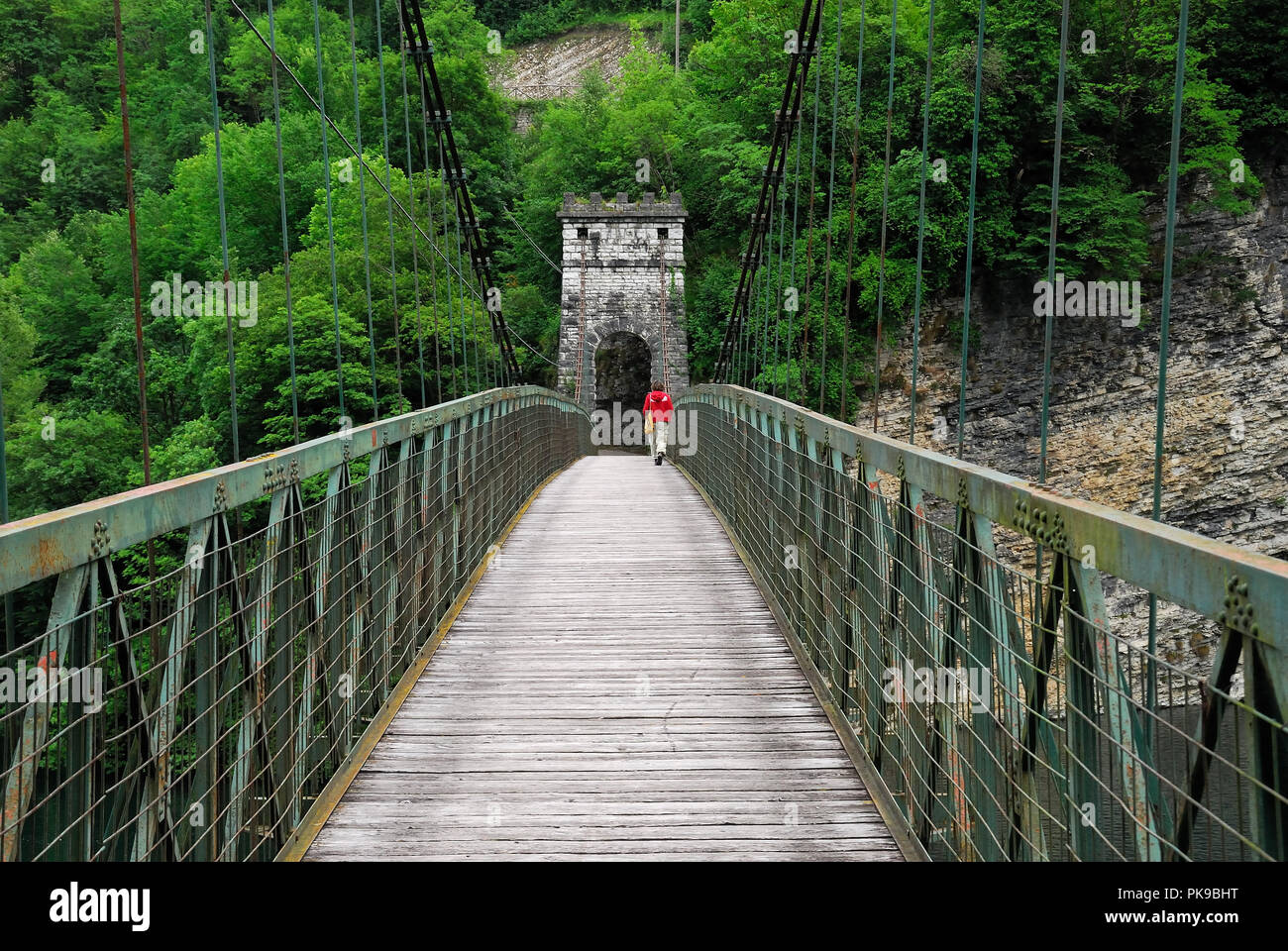 Arsiè, Venetien, Italien, corlo See. Die Ponte della Vittoria Stockfoto