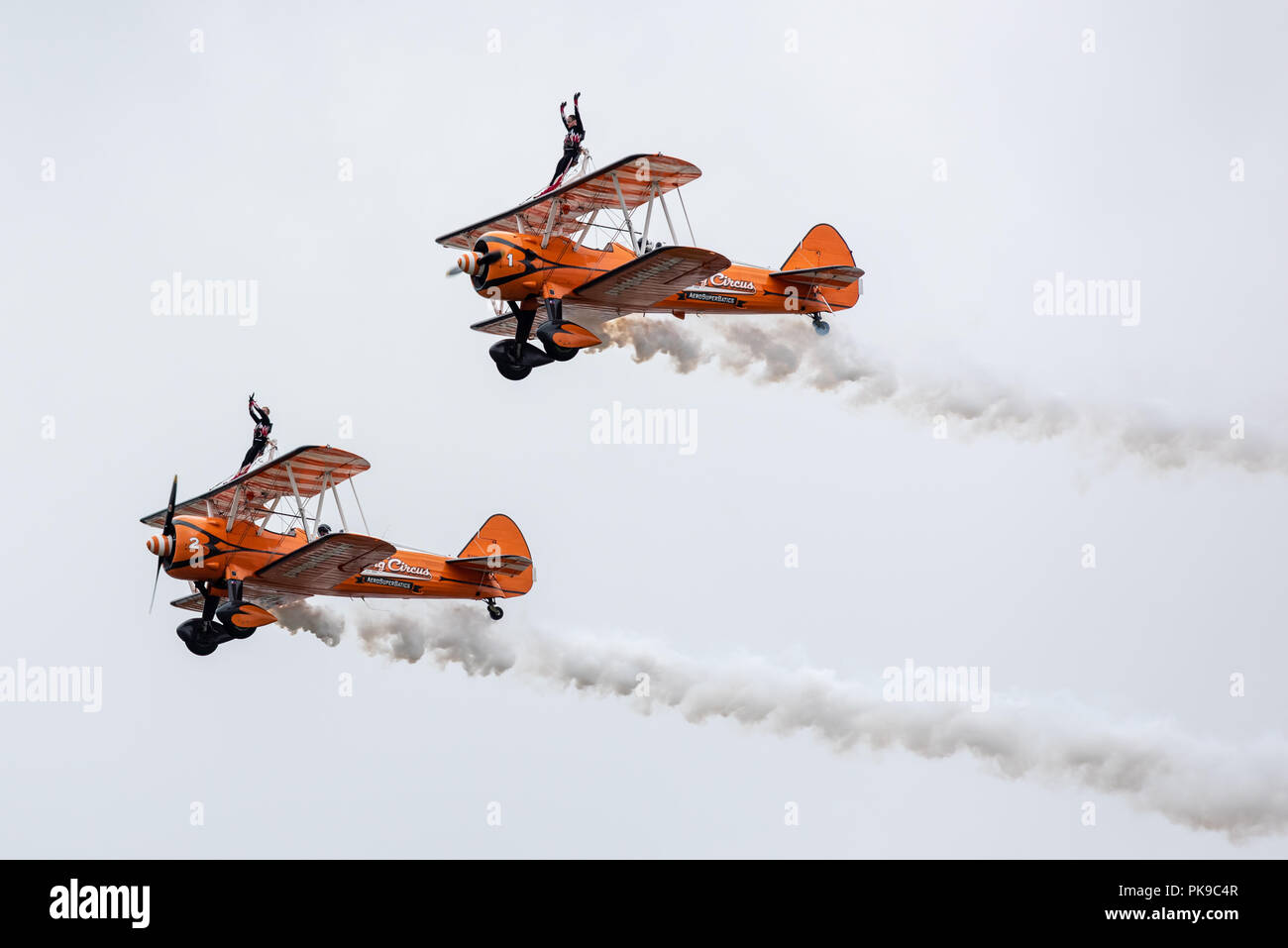 Der wingwalkers AeroSuperBatics Team im Formationsflug Stockfoto