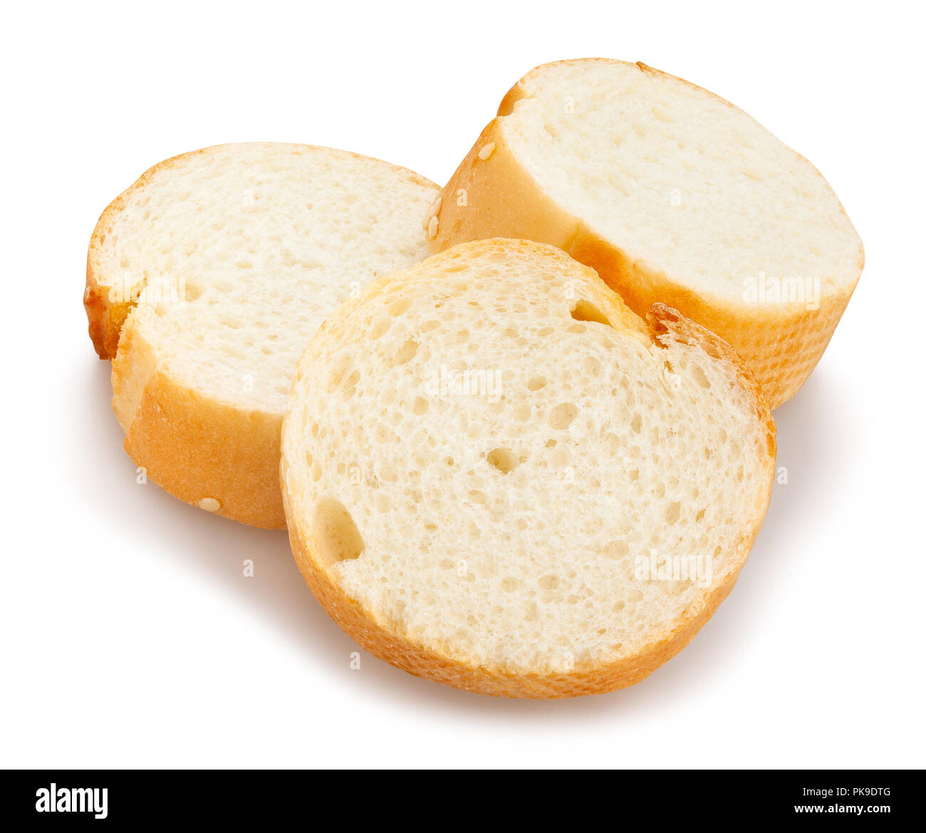 Scheiben baguette Pfad isoliert Stockfoto